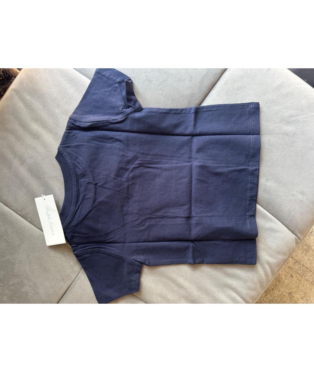 POLO RALPH LAUREN Темно-синяя хлопковая детская футболка, фото 2