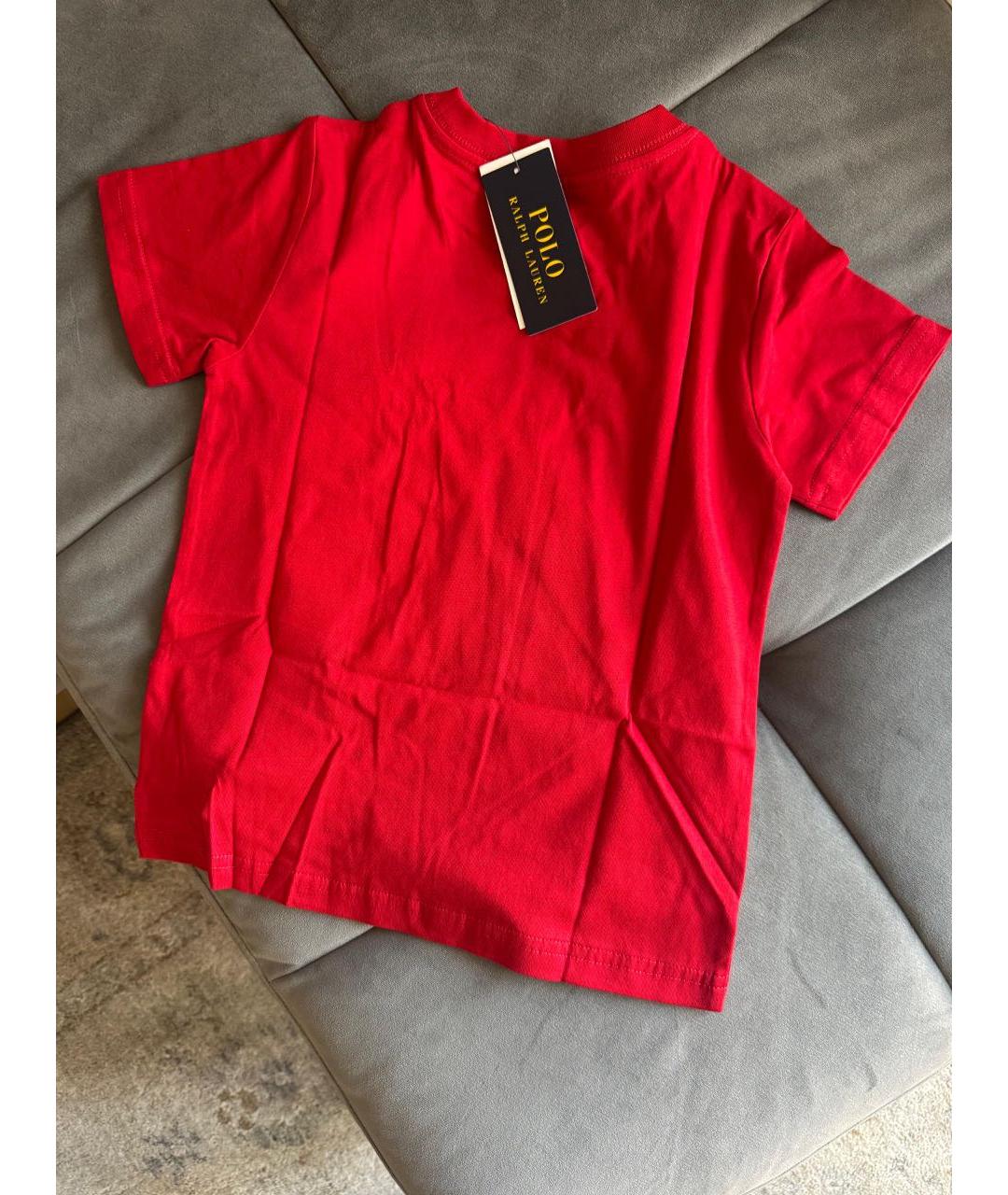 POLO RALPH LAUREN Красная хлопковая детская футболка, фото 2