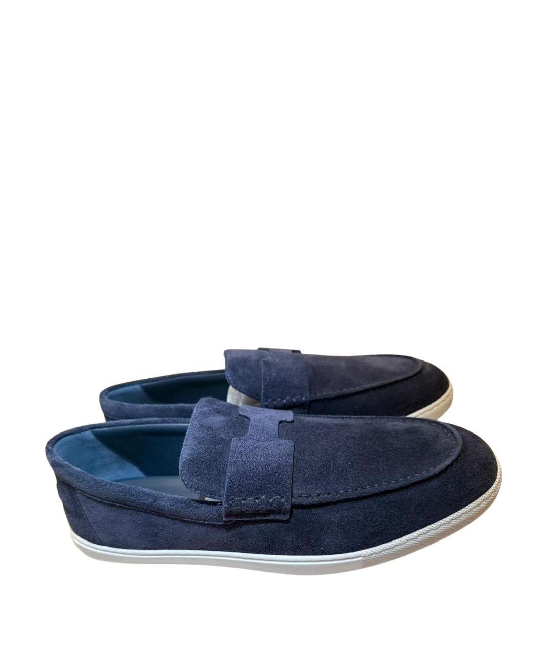 HERMES Синие замшевые лоферы, фото 1