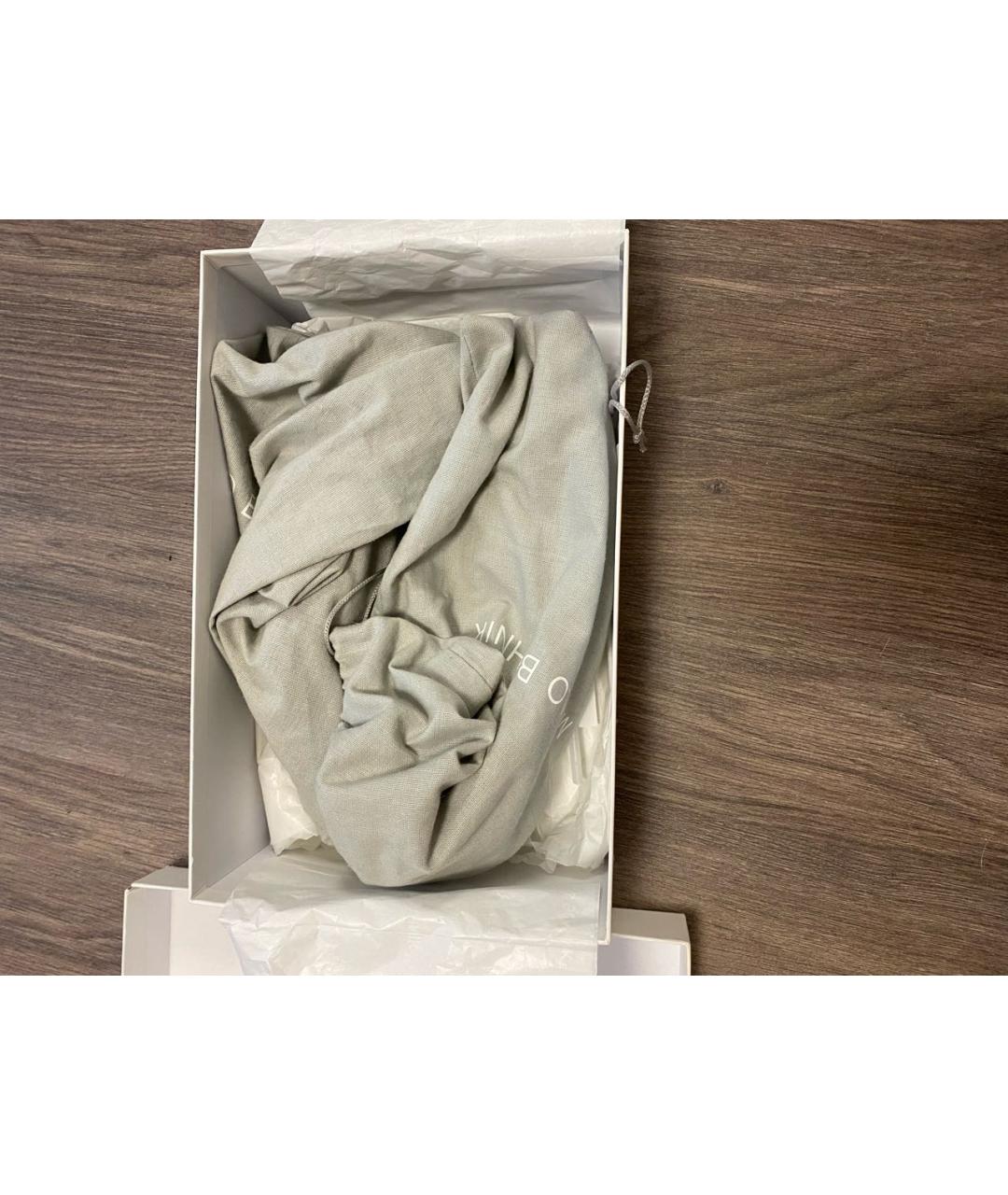 MANOLO BLAHNIK Зеленые текстильные балетки, фото 7