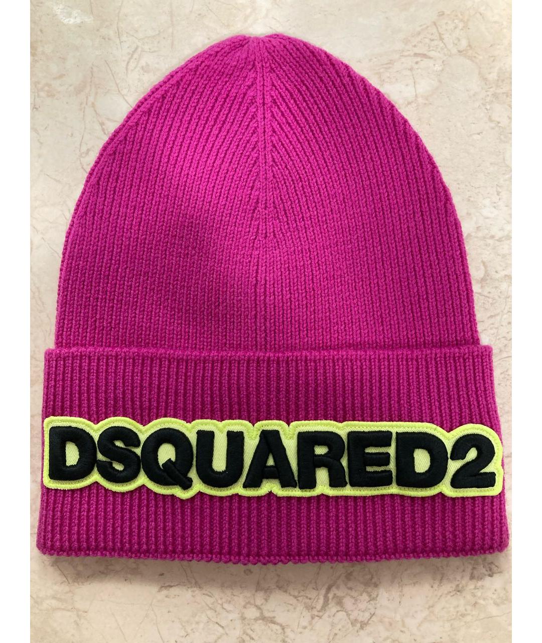 DSQUARED2 Фуксия шерстяная шапка, фото 6