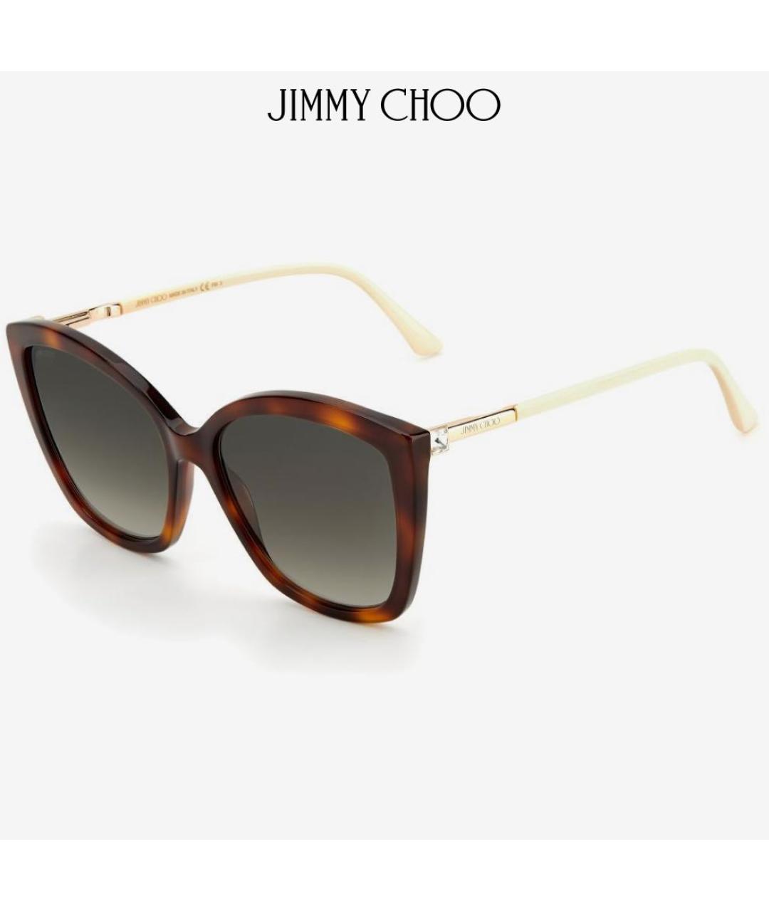 JIMMY CHOO Коричневые пластиковые солнцезащитные очки, фото 3