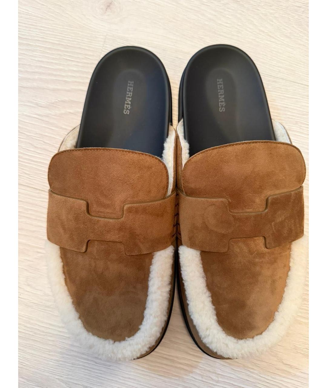 HERMES Коричневые замшевые лоферы, фото 3
