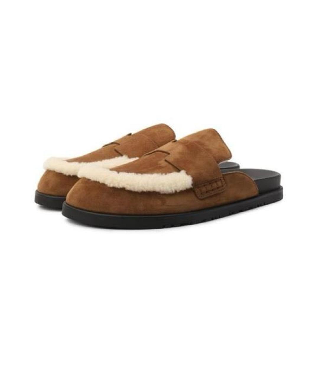 HERMES Коричневые замшевые лоферы, фото 2