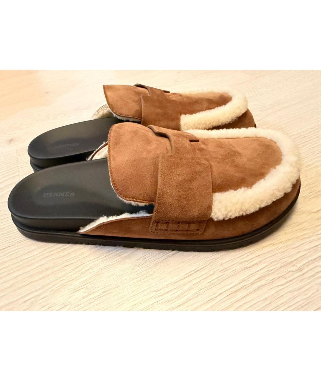 HERMES Коричневые замшевые лоферы, фото 4