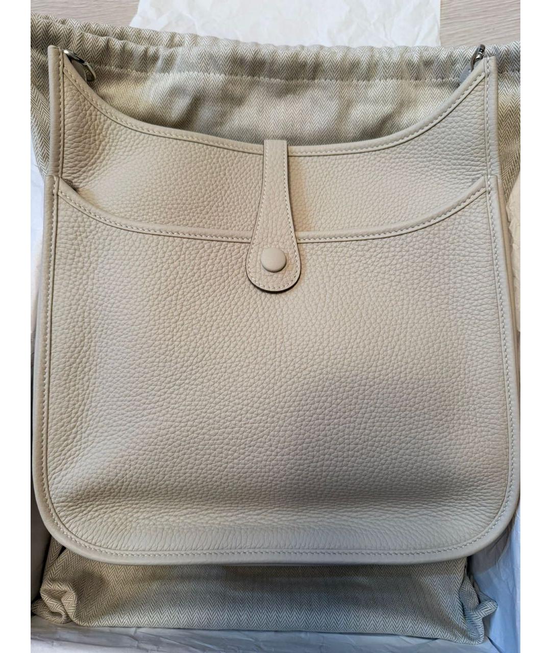 HERMES Бежевая кожаная сумка через плечо, фото 2