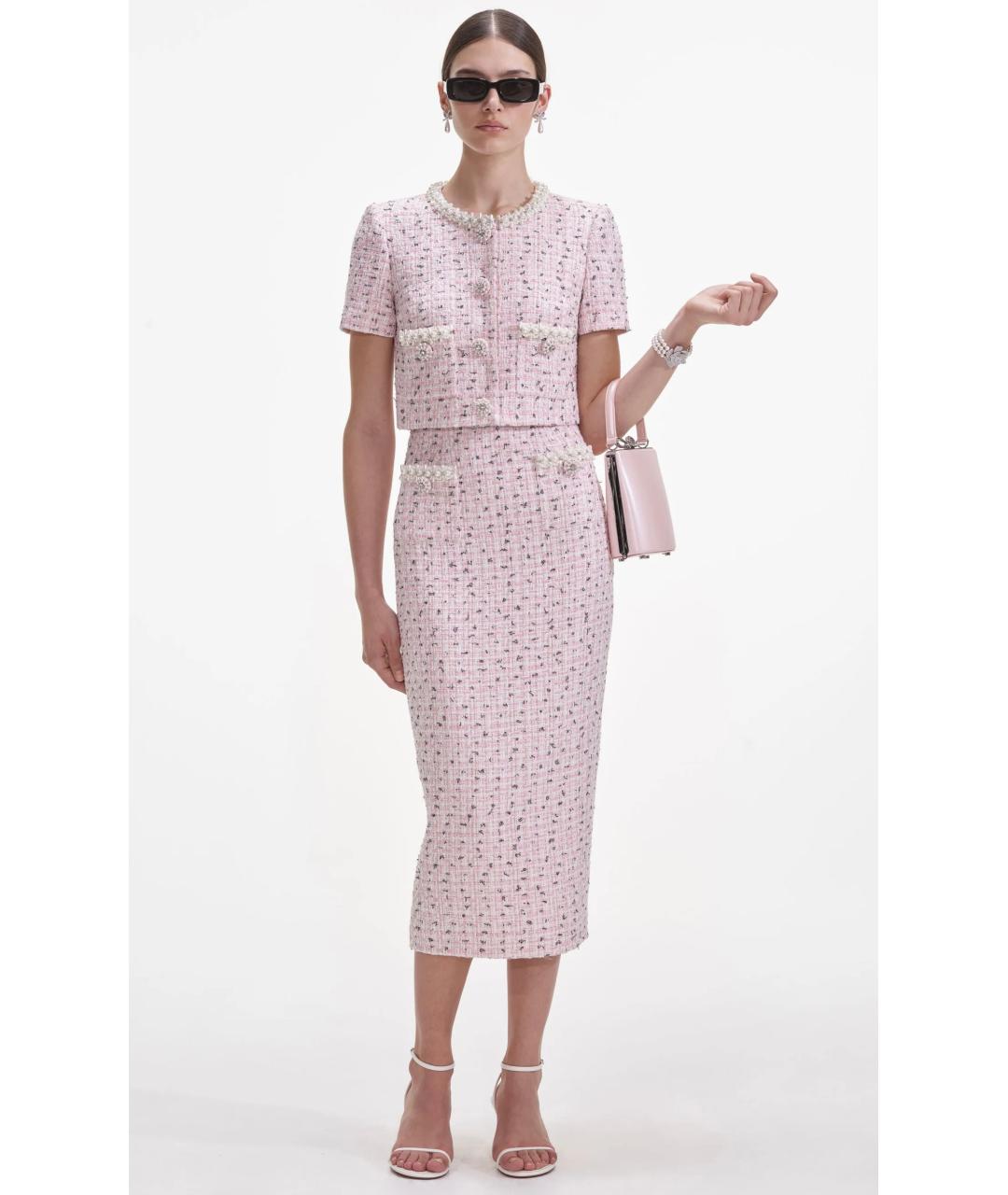 SELF-PORTRAIT Розовая юбка миди, фото 3