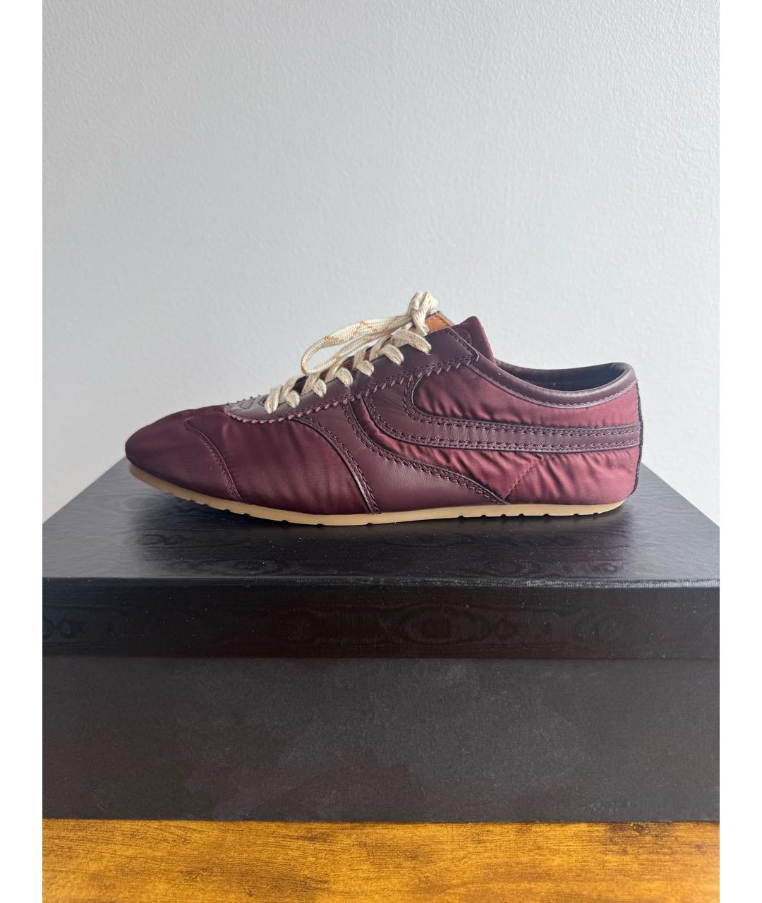 DRIES VAN NOTEN Бордовые текстильные низкие кроссовки / кеды, фото 7