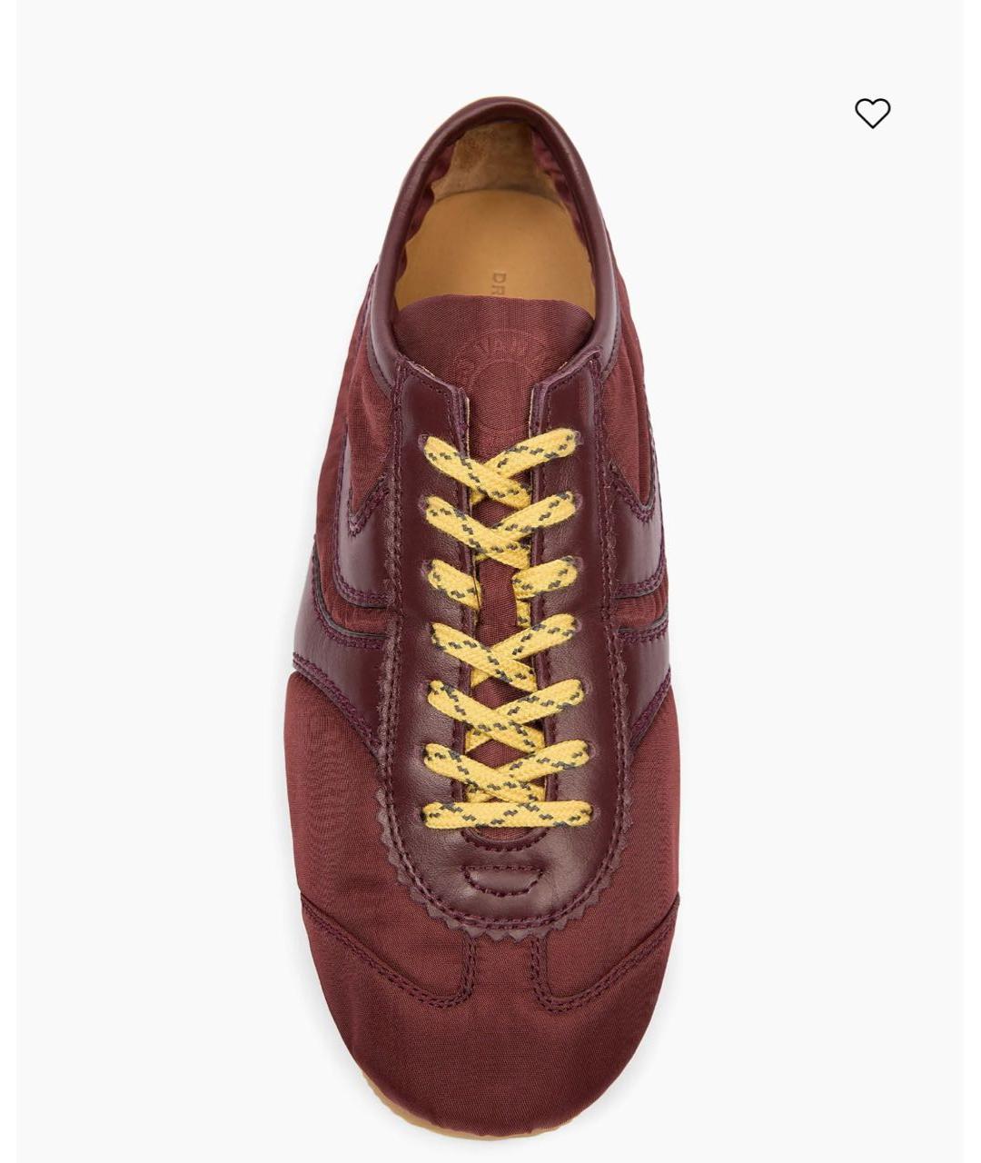 DRIES VAN NOTEN Бордовые текстильные низкие кроссовки / кеды, фото 5