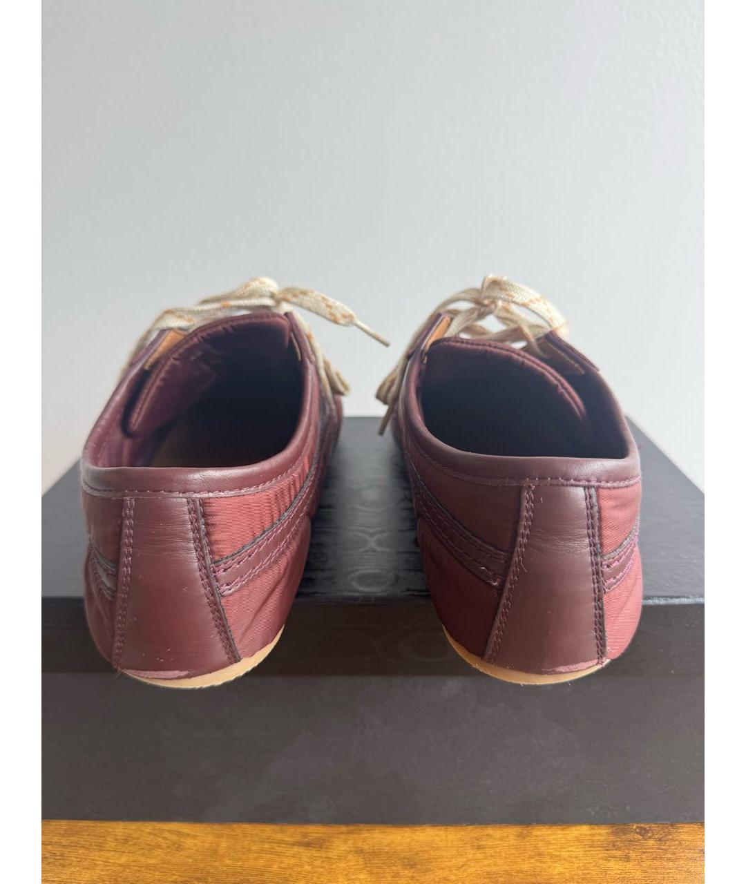 DRIES VAN NOTEN Бордовые текстильные низкие кроссовки / кеды, фото 4