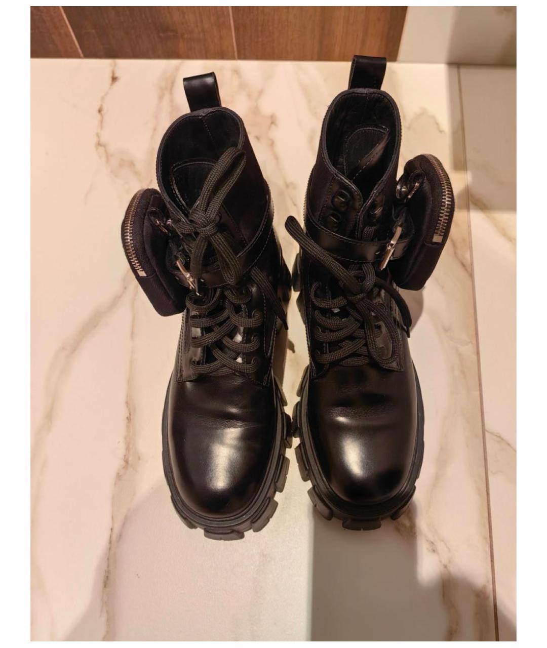 PRADA Черные кожаные ботинки, фото 2