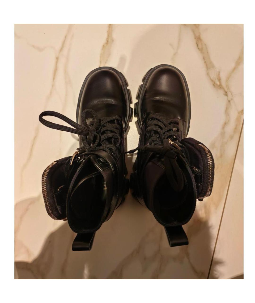 PRADA Черные кожаные ботинки, фото 3