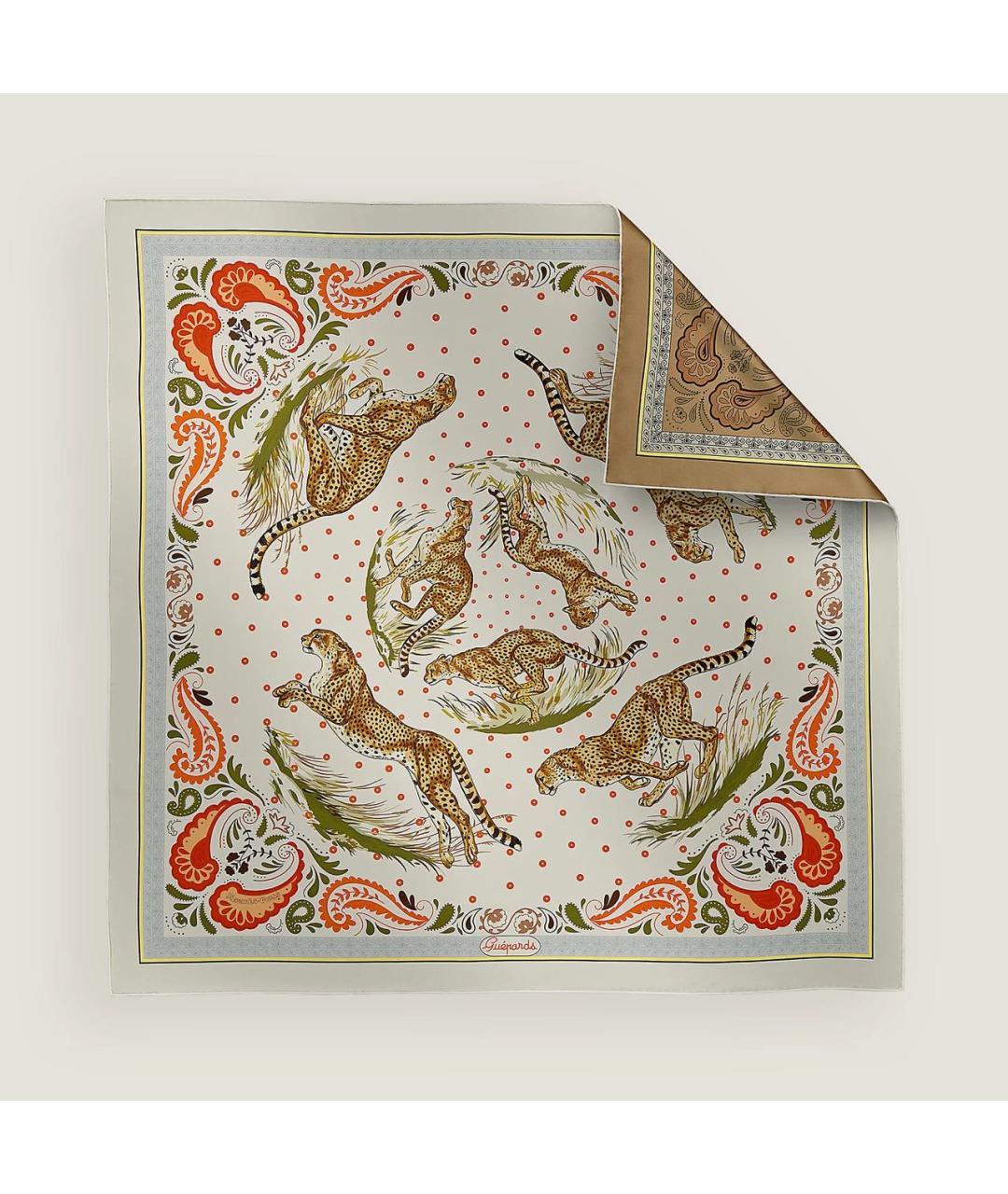 HERMES Коричневый шелковый платок, фото 2