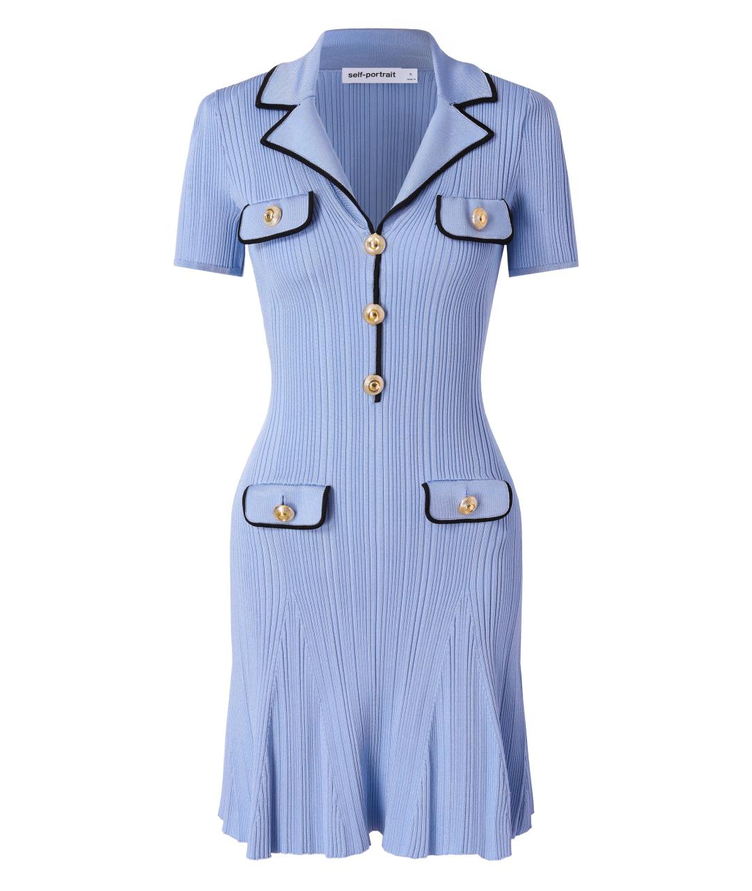 SELF-PORTRAIT Голубое коктейльное платье, фото 7