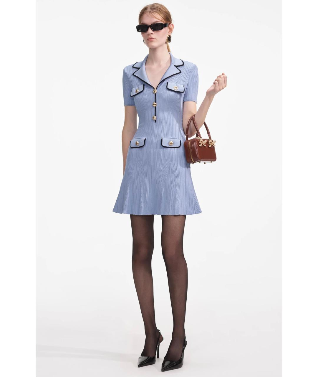 SELF-PORTRAIT Голубое коктейльное платье, фото 3