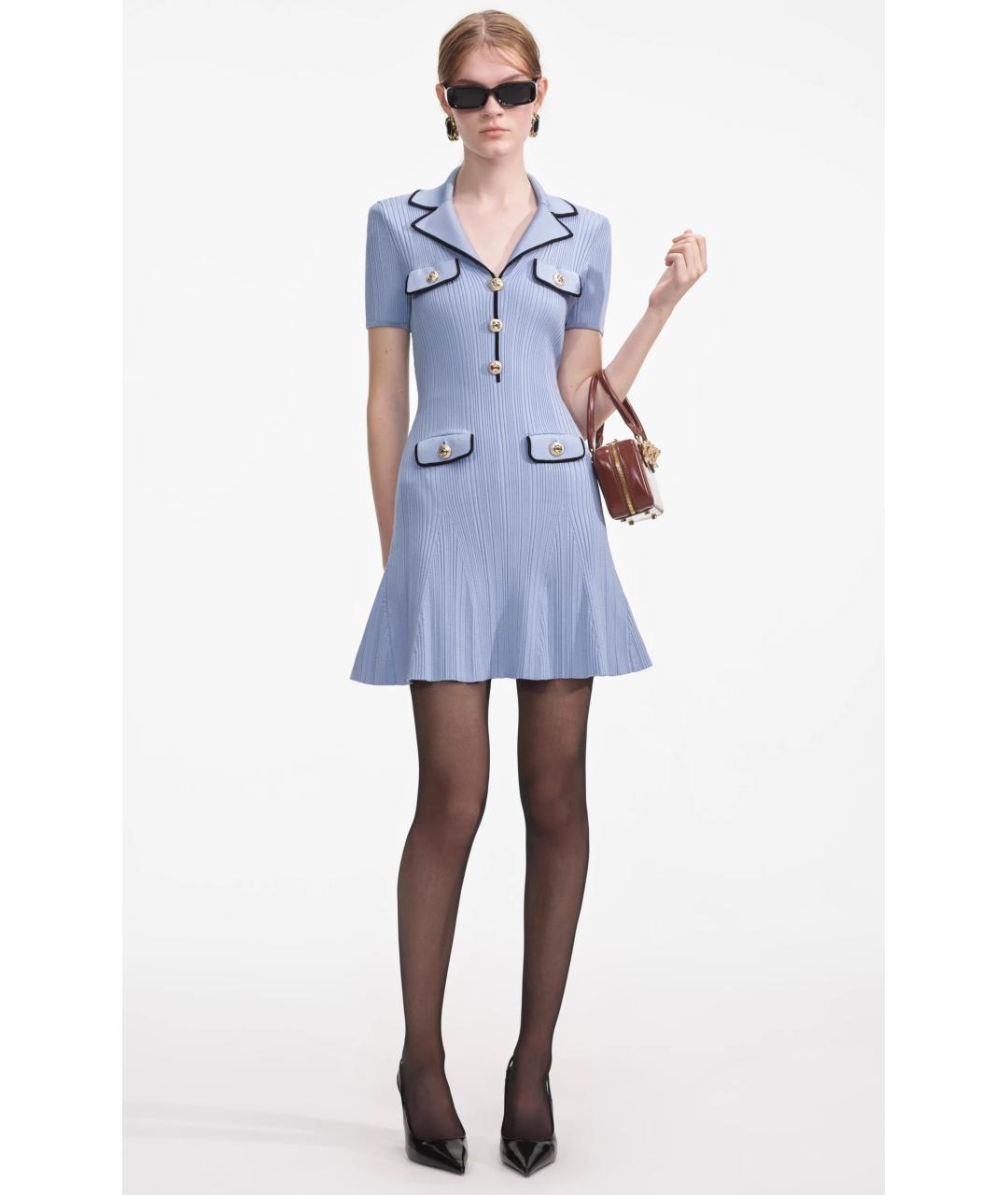 SELF-PORTRAIT Голубое коктейльное платье, фото 2