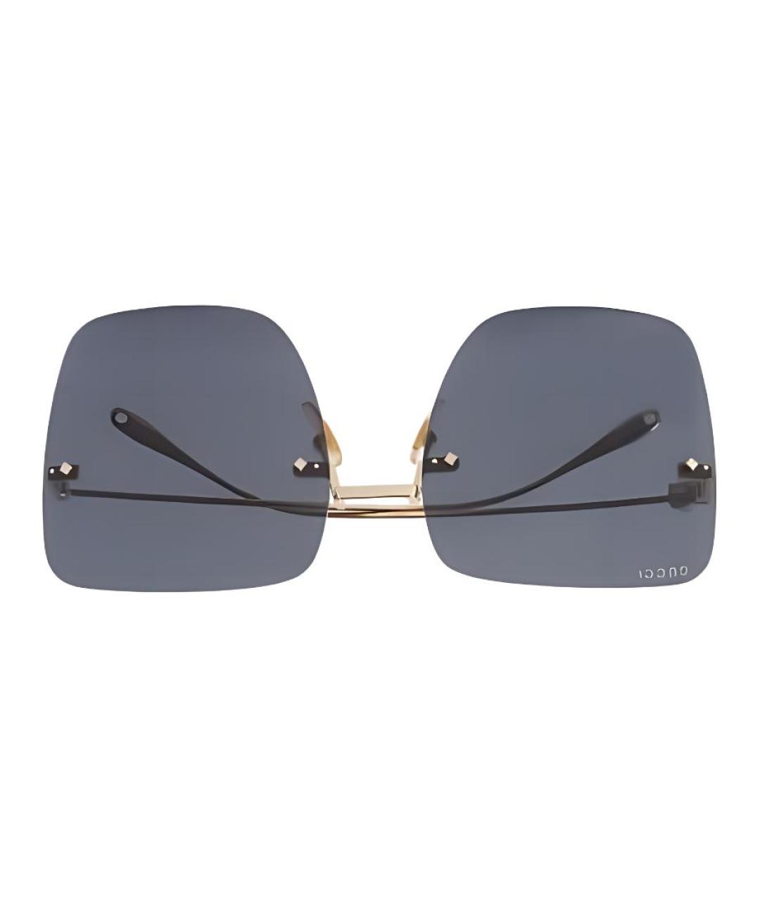 GUCCI Золотые металлические солнцезащитные очки, фото 2