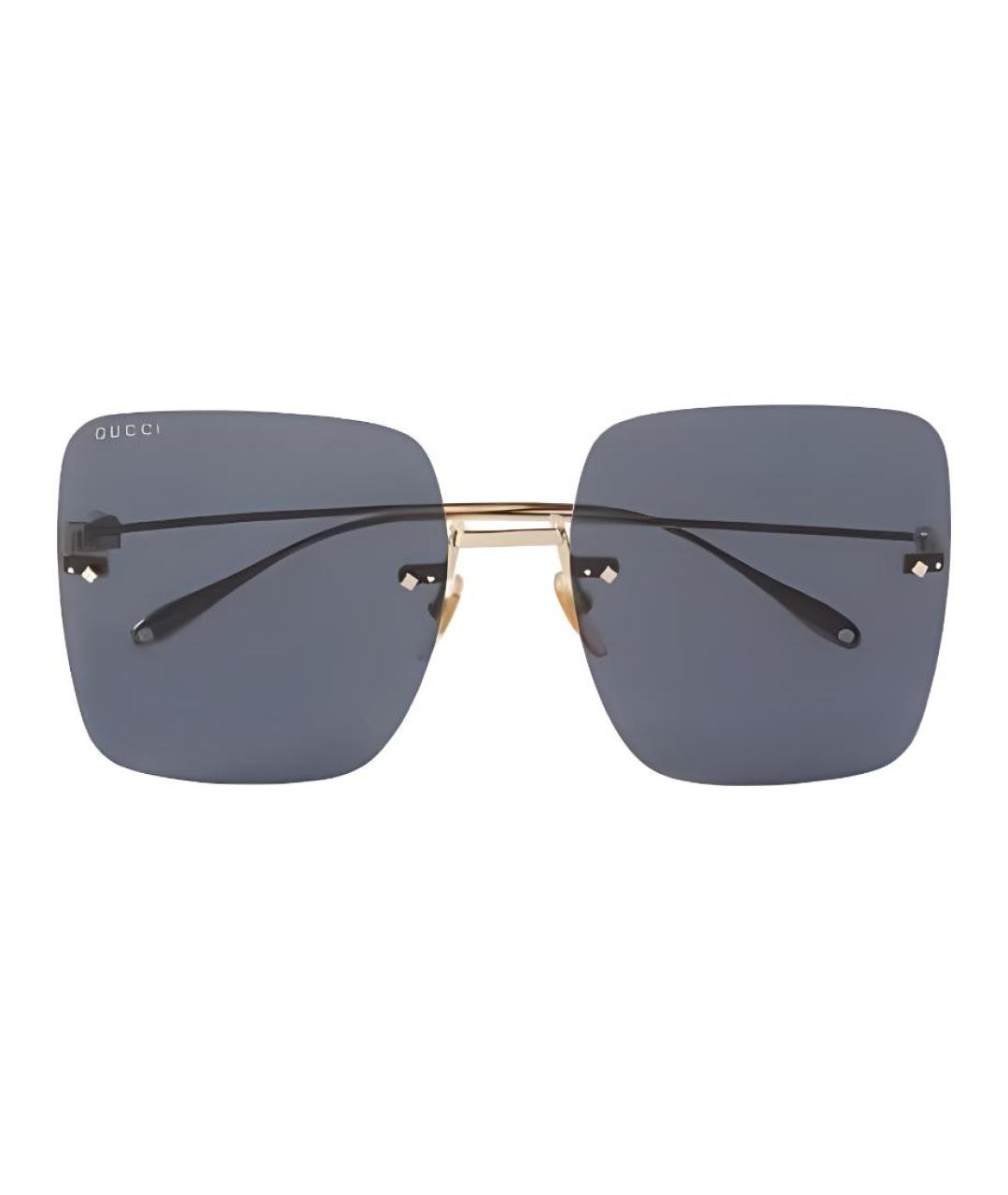 GUCCI Золотые металлические солнцезащитные очки, фото 1