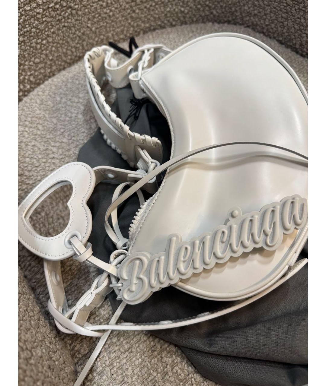 BALENCIAGA Белая кожаная сумка через плечо, фото 4