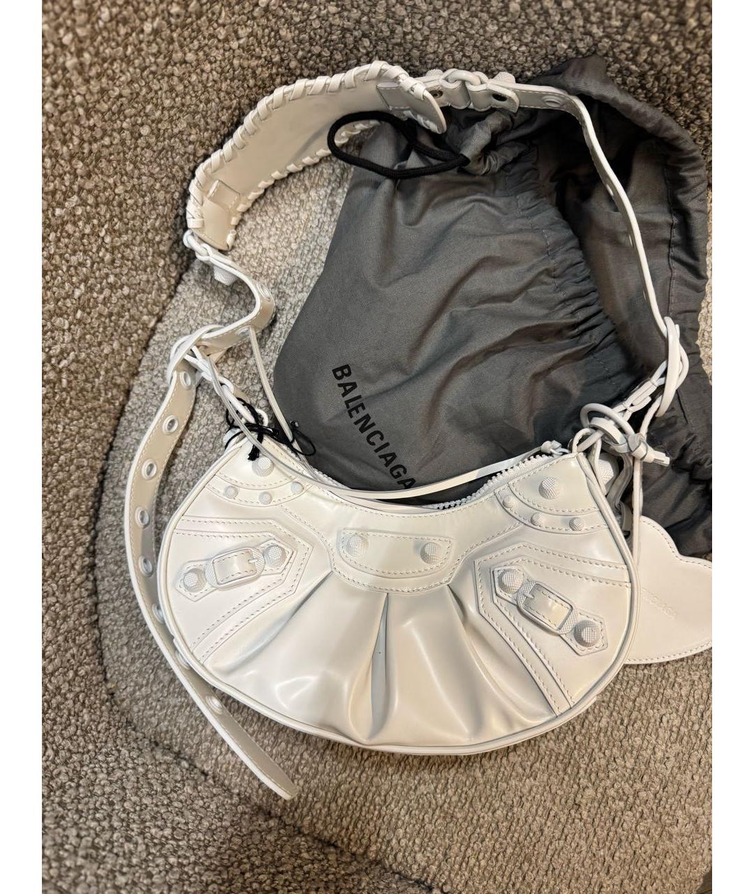 BALENCIAGA Белая кожаная сумка через плечо, фото 2