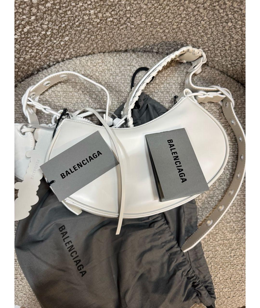 BALENCIAGA Белая кожаная сумка через плечо, фото 3