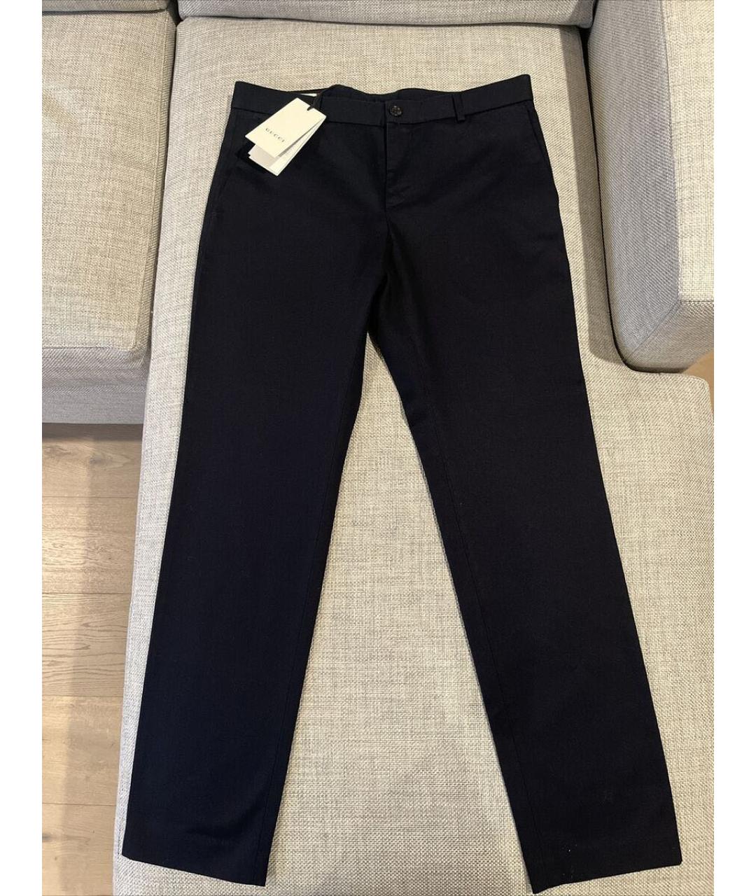 GUCCI Темно-синие хлопковые брюки чинос, фото 9