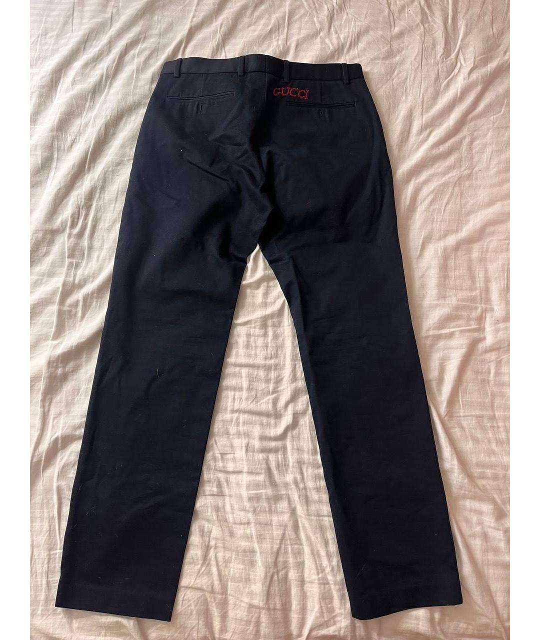 GUCCI Темно-синие хлопковые брюки чинос, фото 3