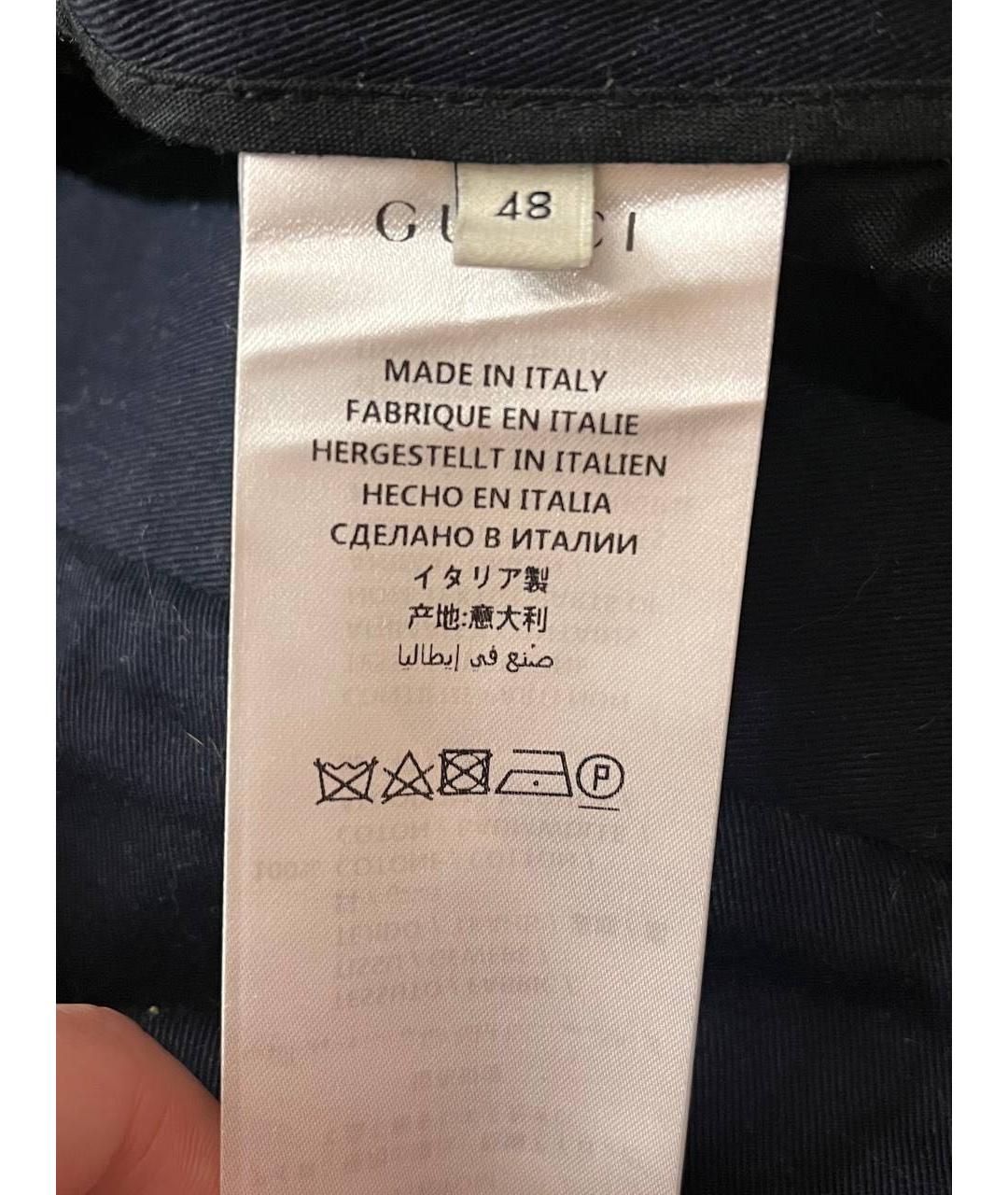 GUCCI Темно-синие хлопковые брюки чинос, фото 6