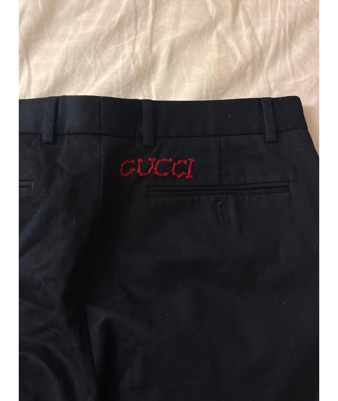 GUCCI Темно-синие хлопковые брюки чинос, фото 4