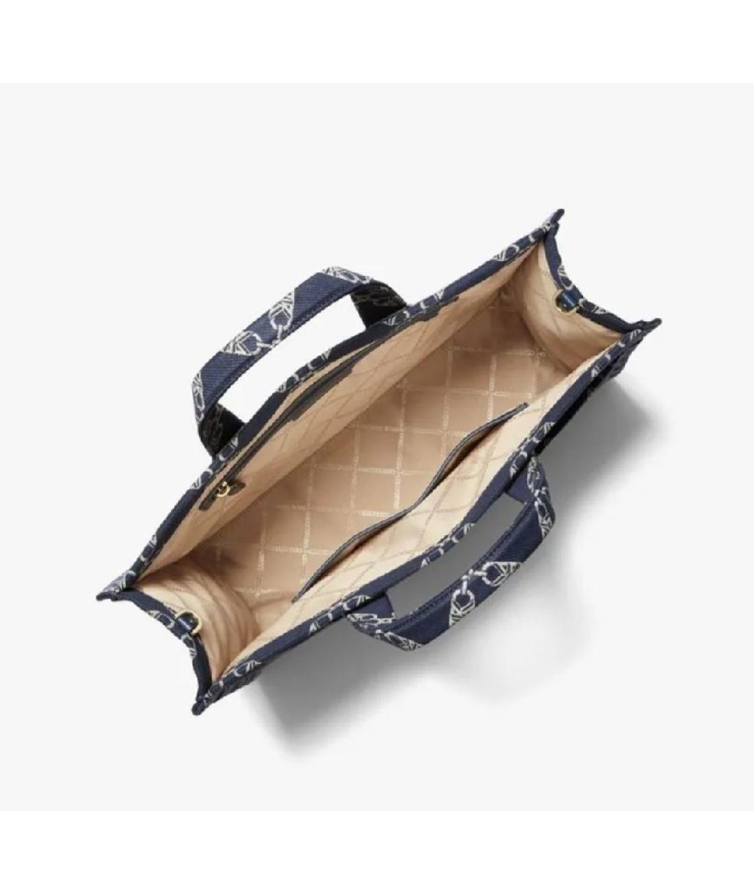 MICHAEL KORS Темно-синяя жаккардовая сумка тоут, фото 2