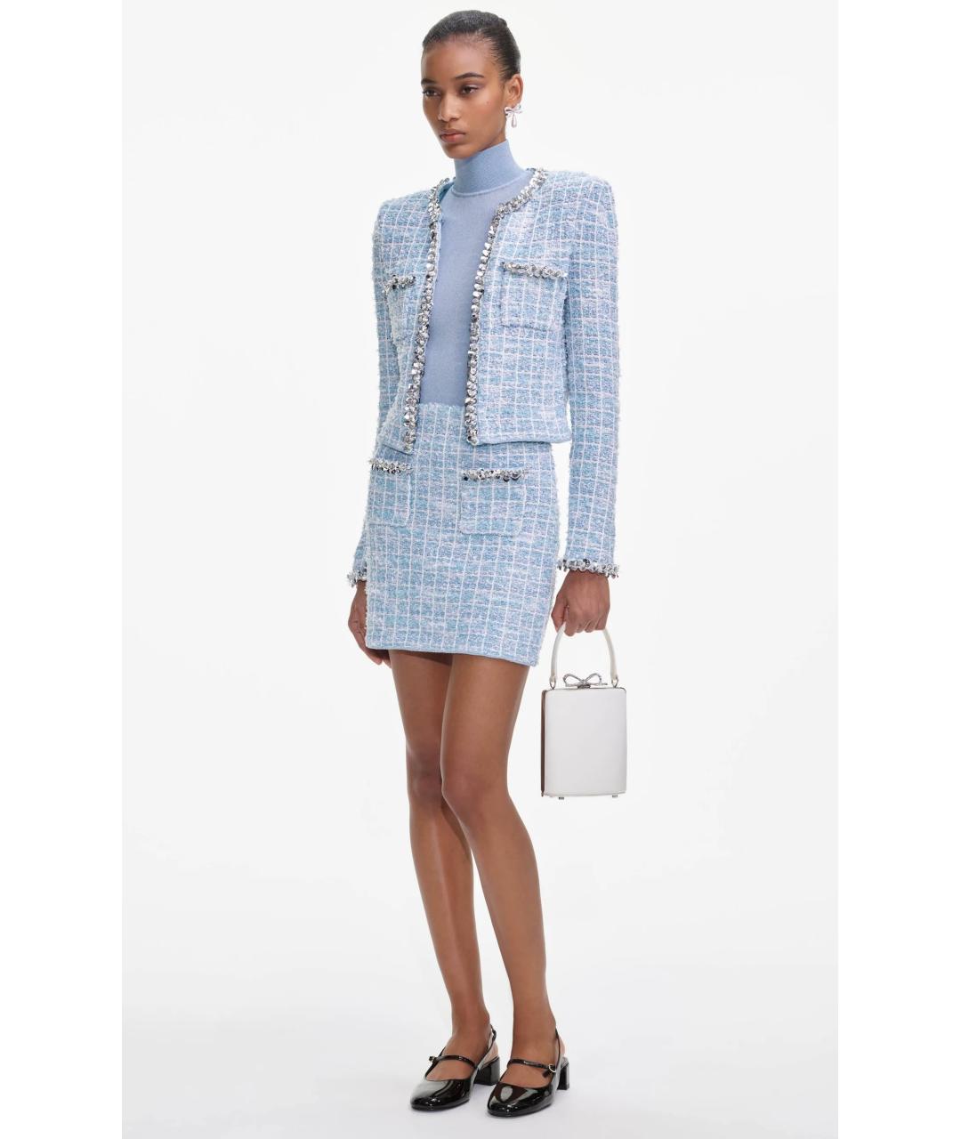 SELF-PORTRAIT Голубая юбка мини, фото 4