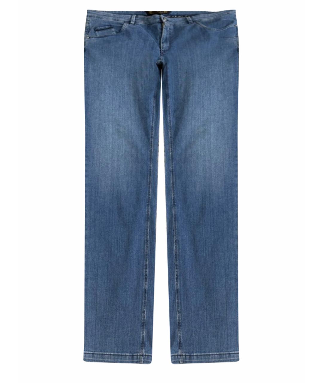 ZILLI Синие хлопко-эластановые прямые джинсы, фото 1