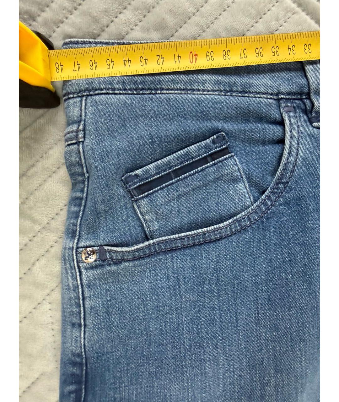 ZILLI Синие хлопко-эластановые прямые джинсы, фото 5