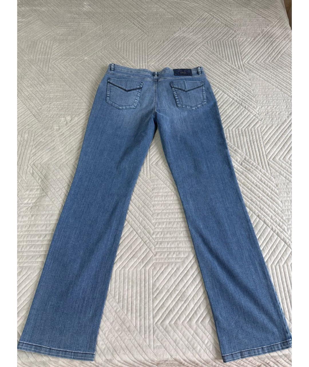 ZILLI Синие хлопко-эластановые прямые джинсы, фото 2