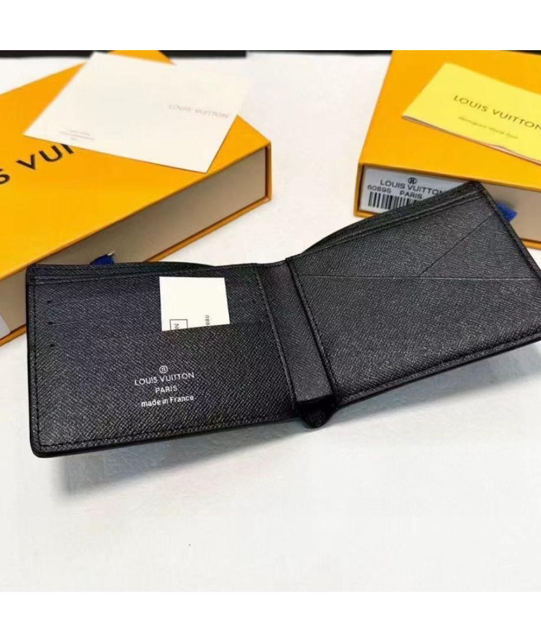 LOUIS VUITTON Серый кожаный кошелек, фото 3