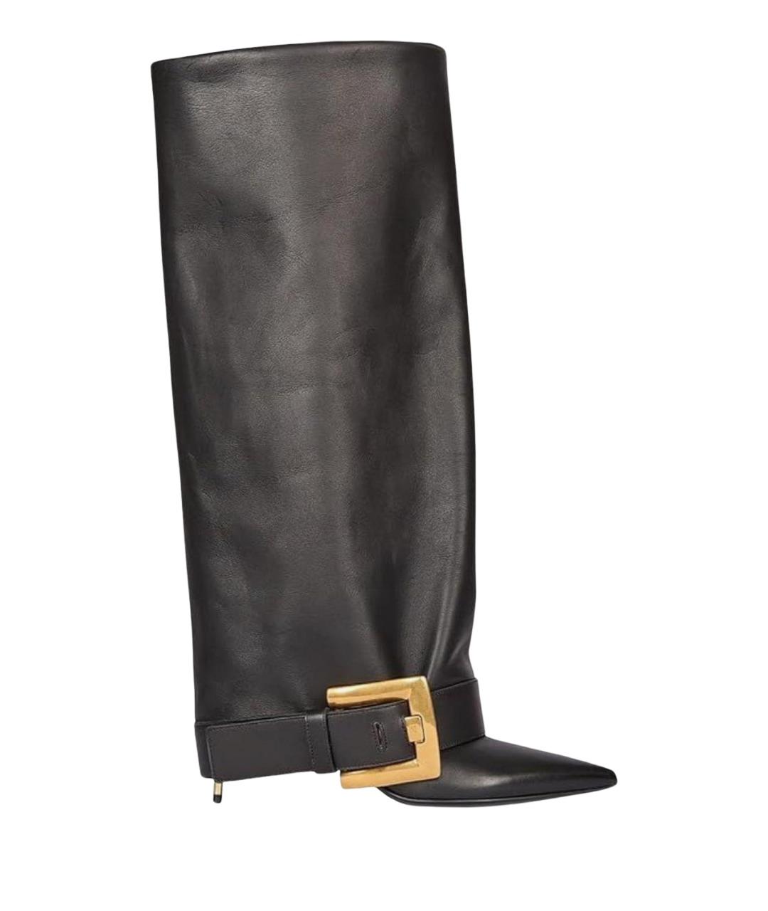 BALMAIN Черные кожаные сапоги, фото 1