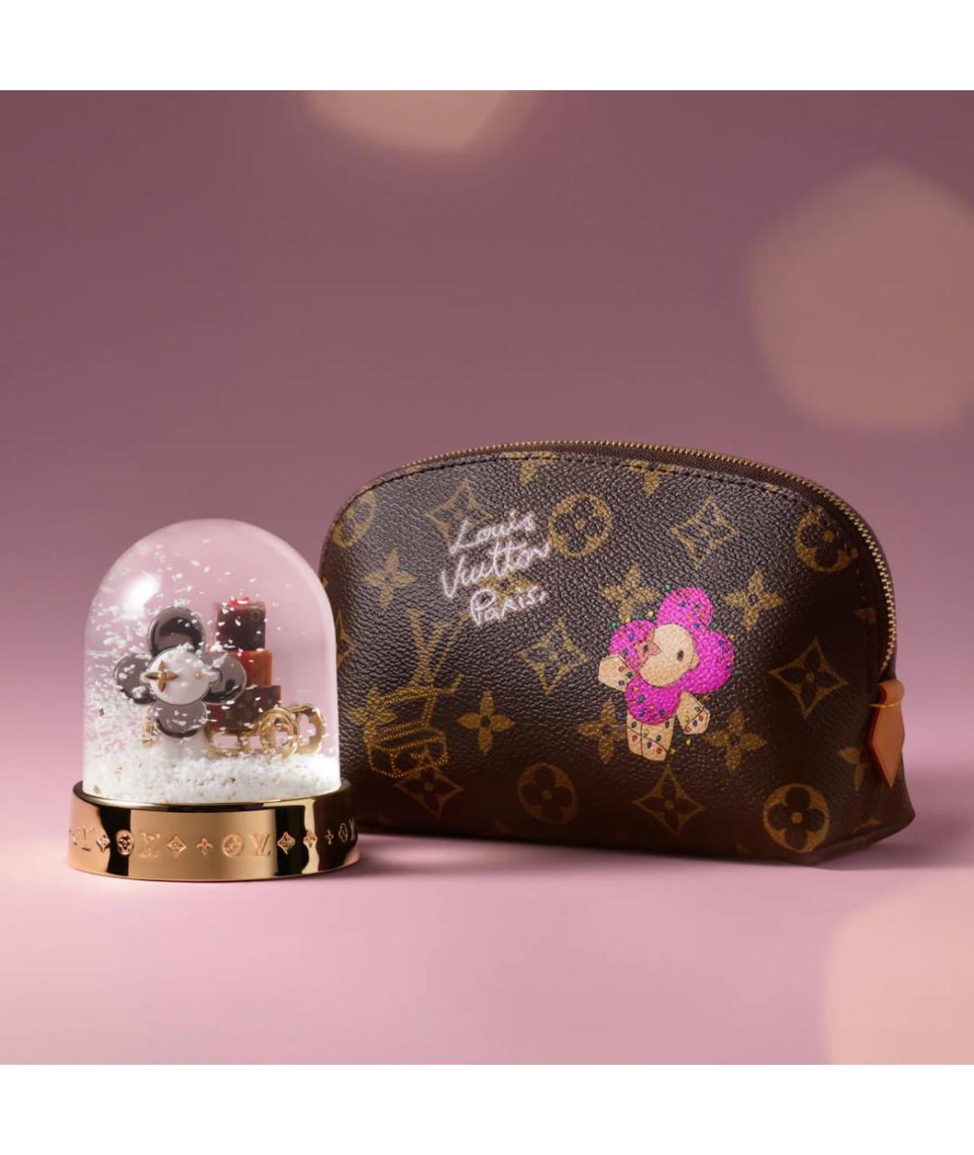 LOUIS VUITTON Коричневая кожаная косметичка, фото 2
