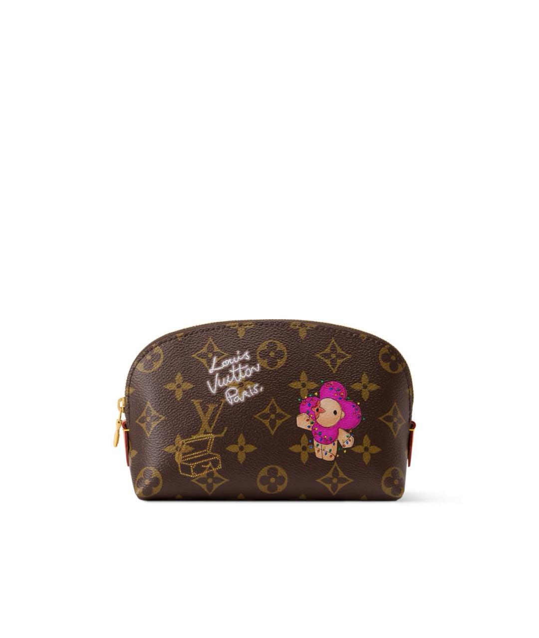 LOUIS VUITTON Коричневая кожаная косметичка, фото 1