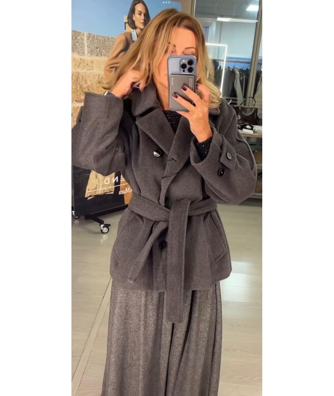 MAX MARA Антрацитовое шерстяное пальто, фото 2