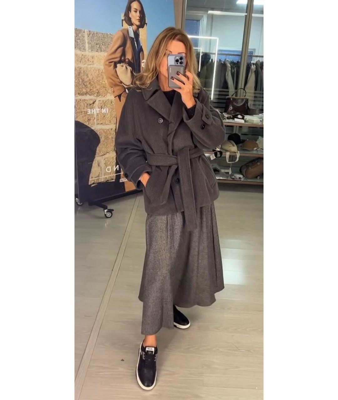 MAX MARA Антрацитовое шерстяное пальто, фото 6