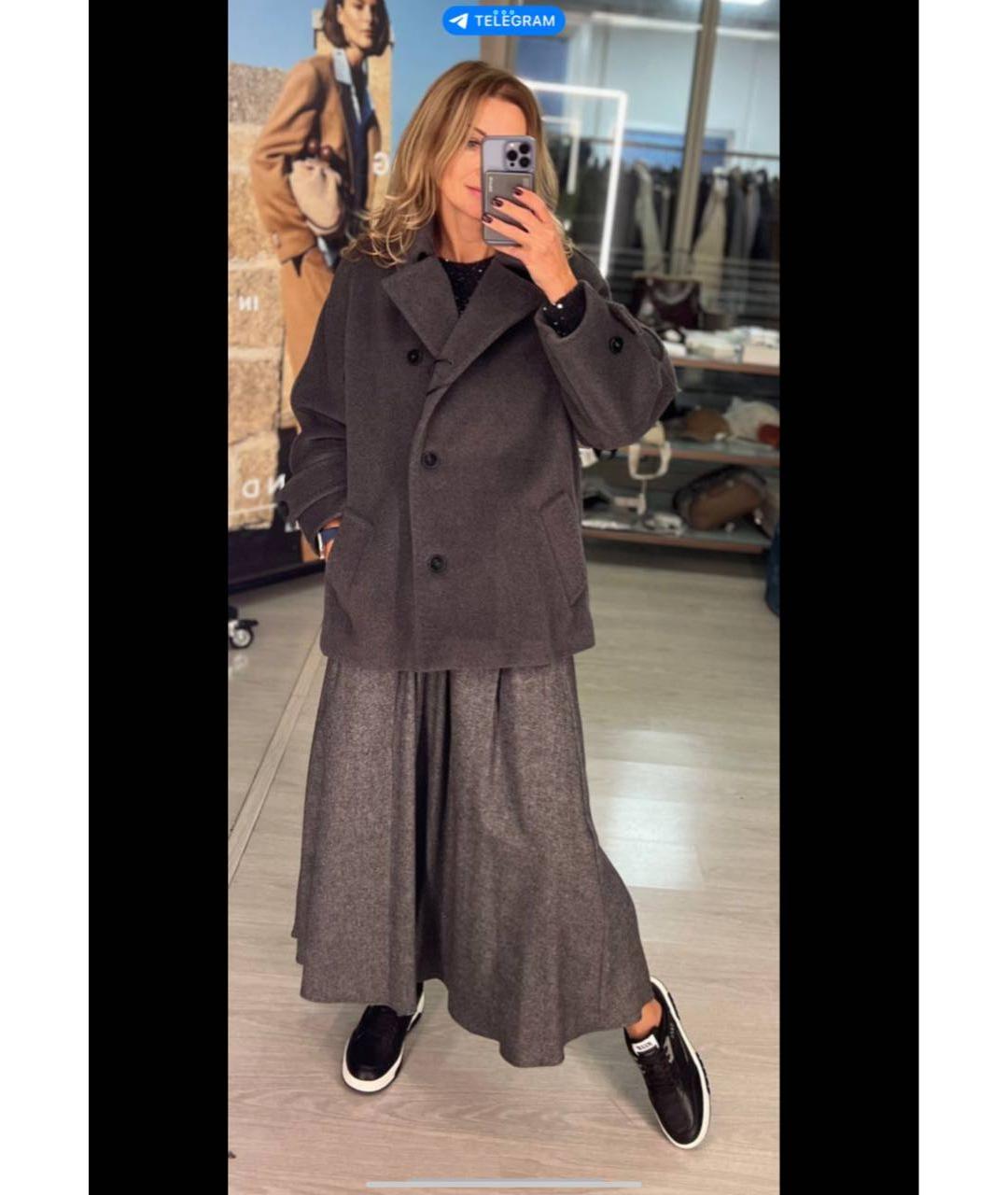 MAX MARA Антрацитовое шерстяное пальто, фото 5