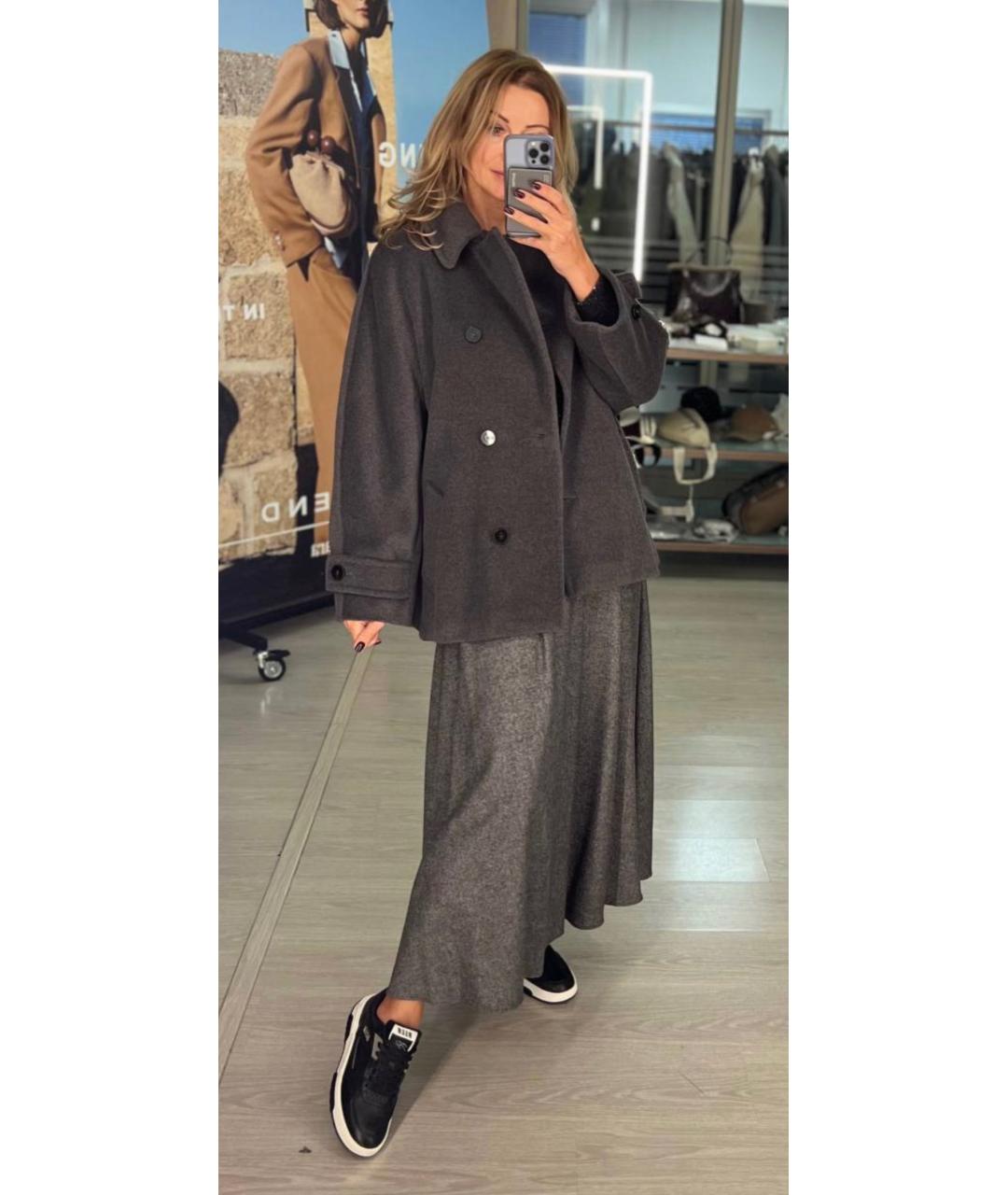 MAX MARA Антрацитовое шерстяное пальто, фото 4