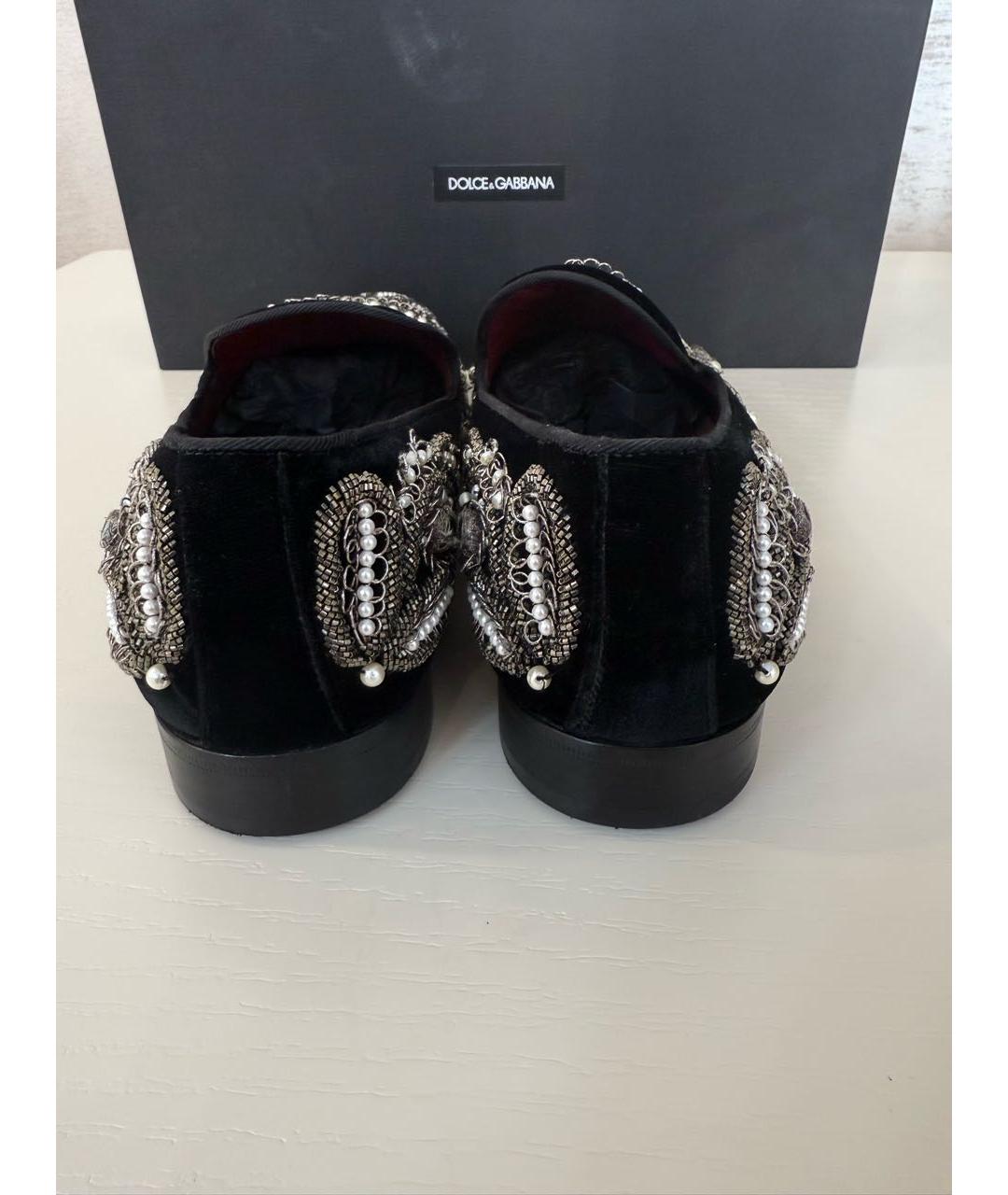 DOLCE&GABBANA Черные бархатные лоферы, фото 4