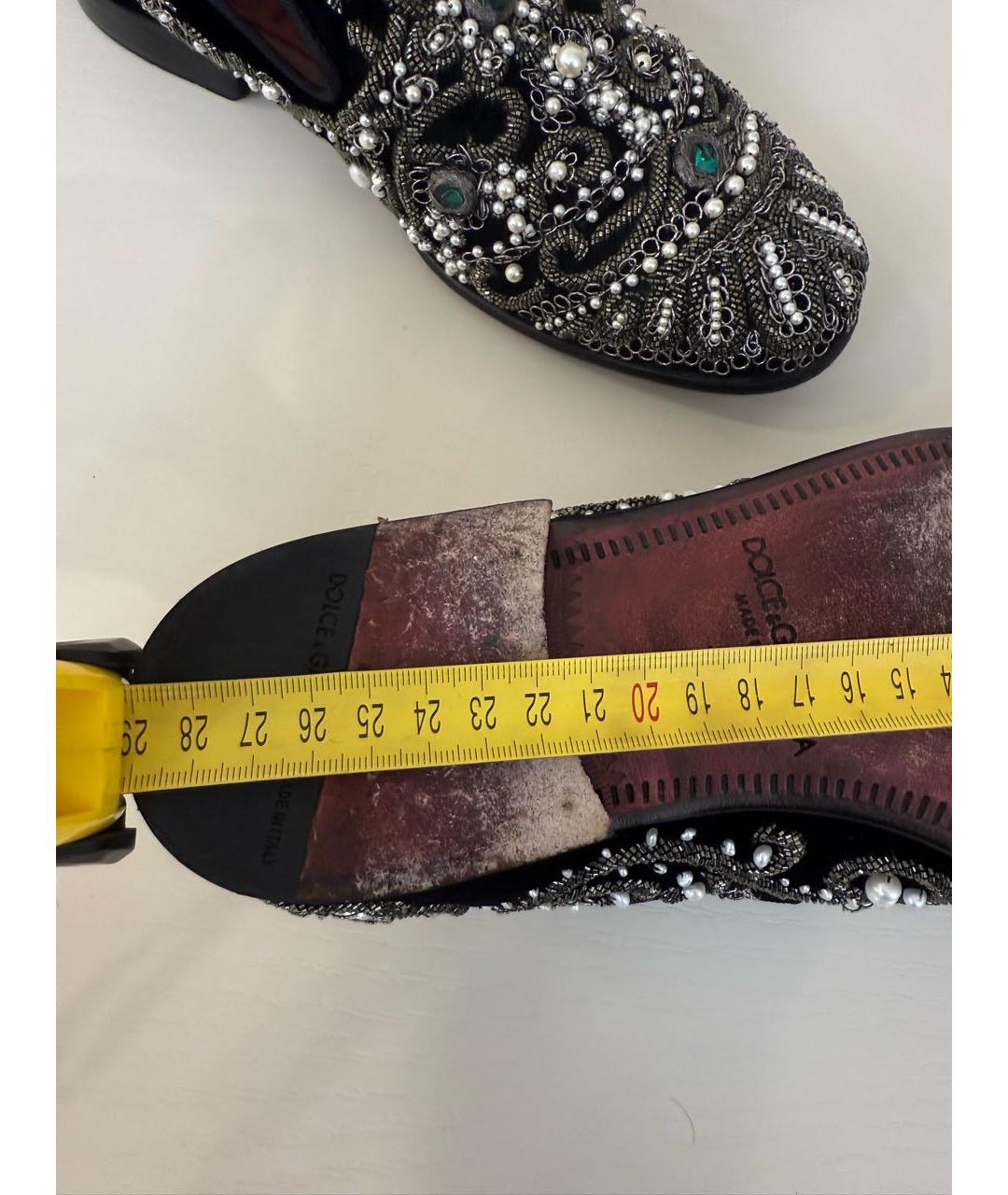 DOLCE&GABBANA Черные бархатные лоферы, фото 7