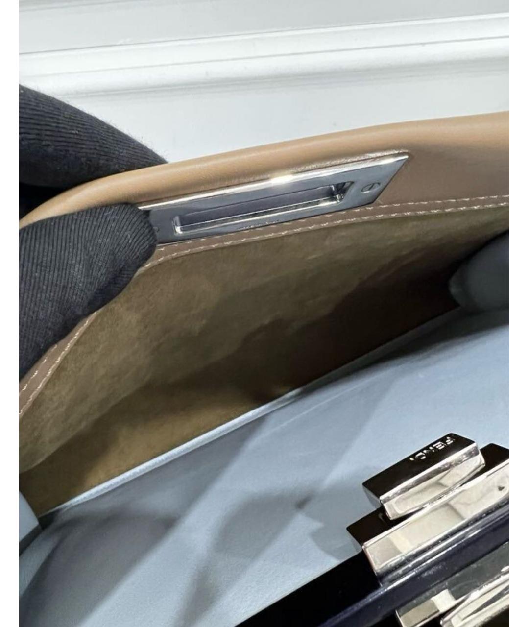 FENDI Коричневая кожаная сумка через плечо, фото 4