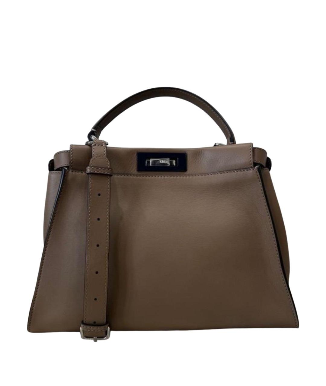 FENDI Коричневая кожаная сумка через плечо, фото 1