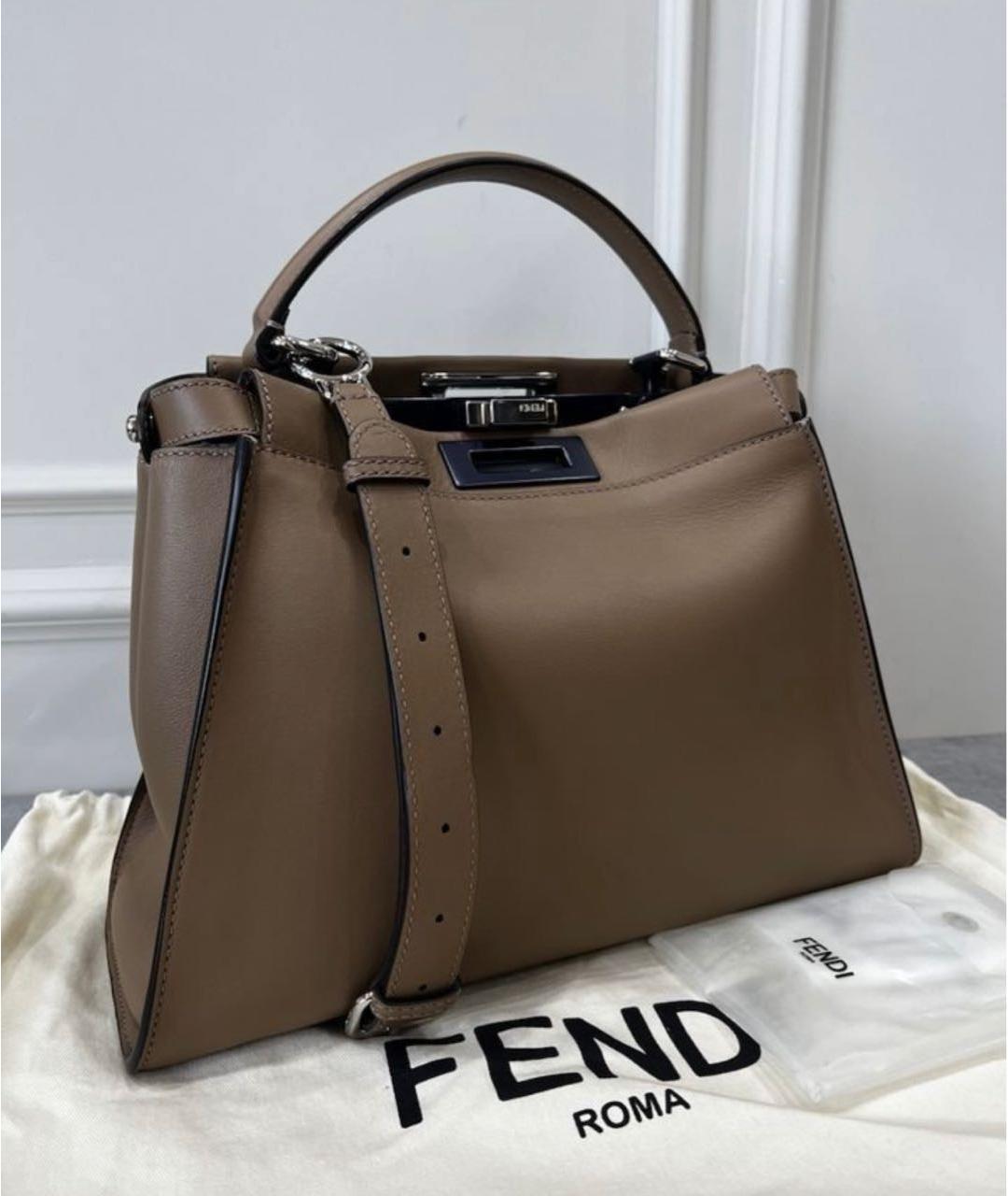 FENDI Коричневая кожаная сумка через плечо, фото 2