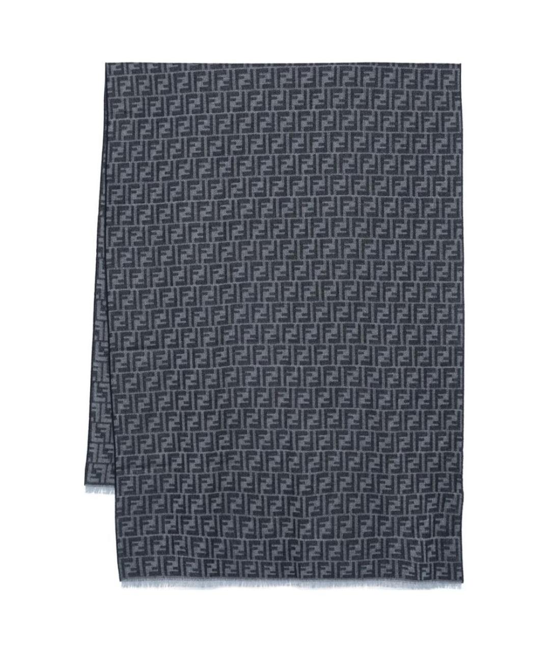 FENDI Темно-синий шерстяной шарф, фото 1