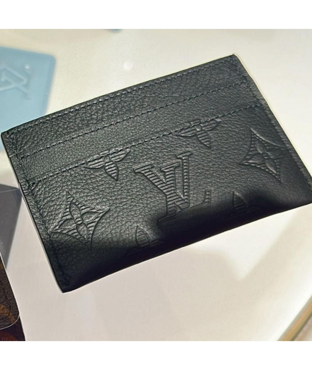 LOUIS VUITTON Черный кожаный кардхолдер, фото 2