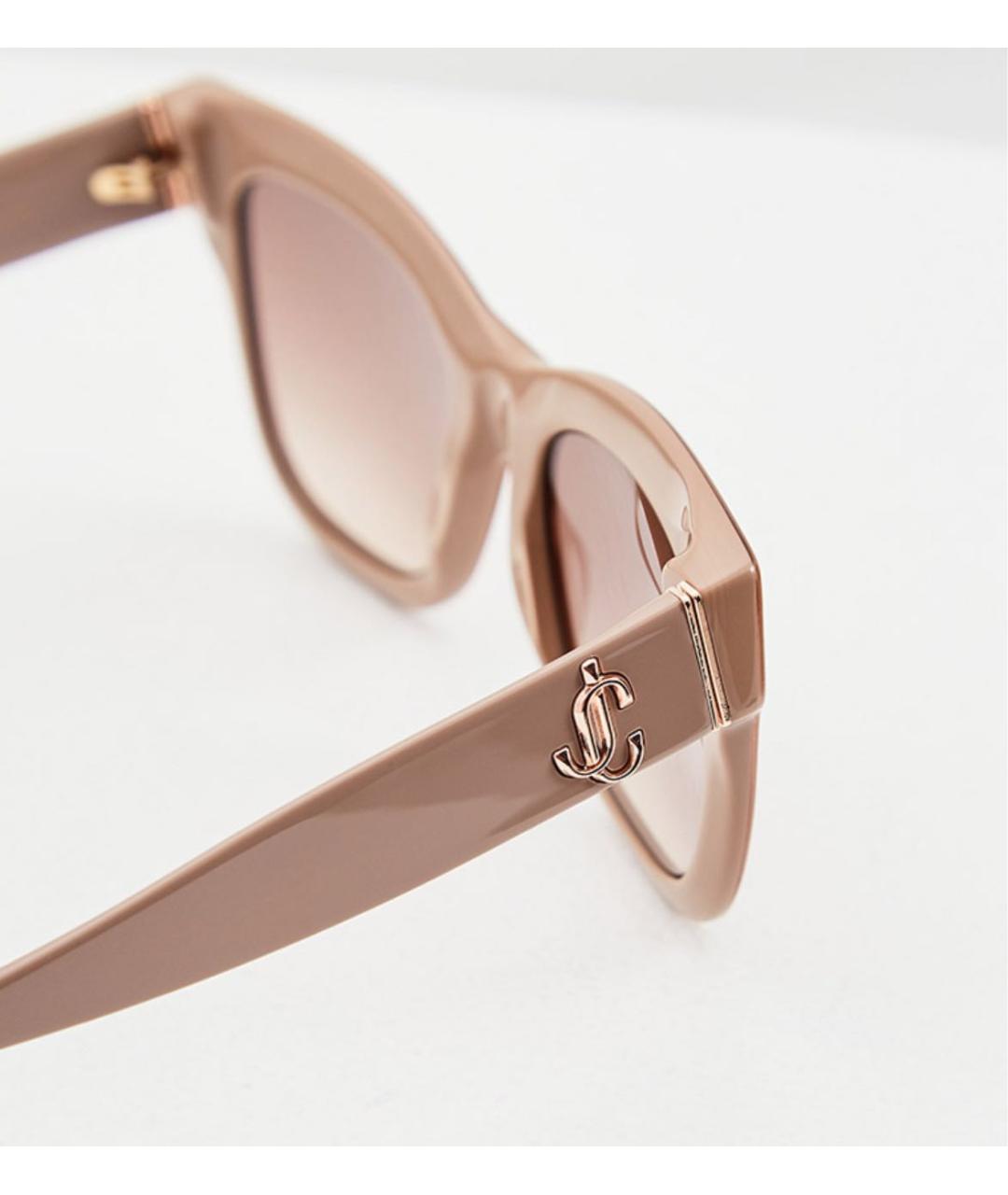 JIMMY CHOO Бежевые пластиковые солнцезащитные очки, фото 4